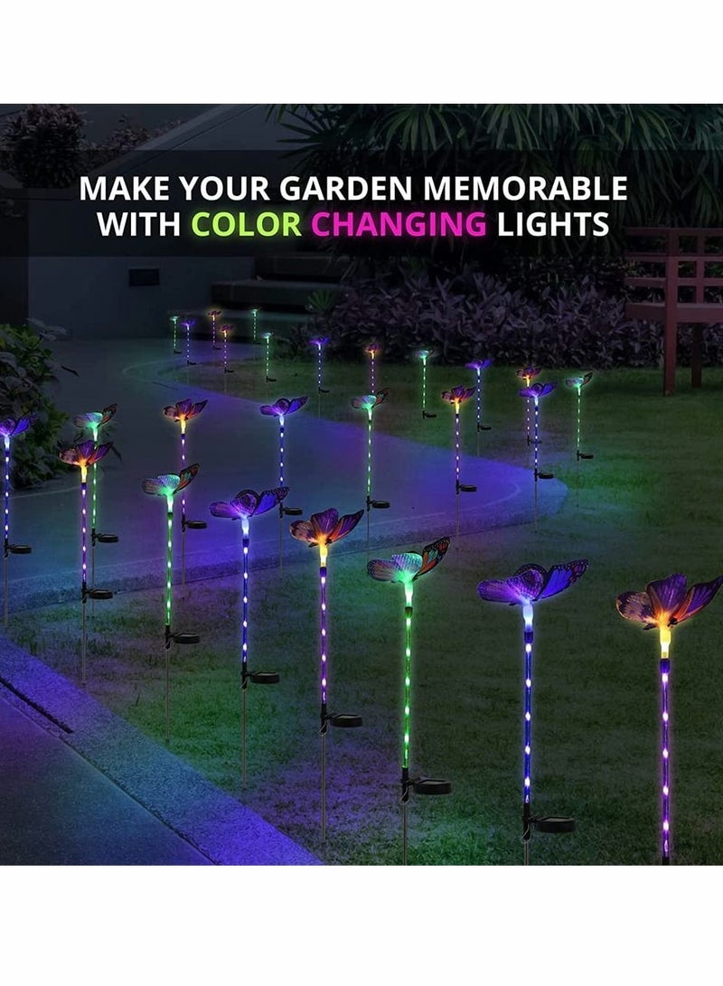 SYOSI Outdoor Solar Garden Lights, 2 Pack Solar Metal Butterfly Decorative Lights, Newest Colorful LED Waterproof Solar Stake Lights for Garden, Patio, Yard, Lawn, Walkway, Butterfly Garden Decoration - Image 4
