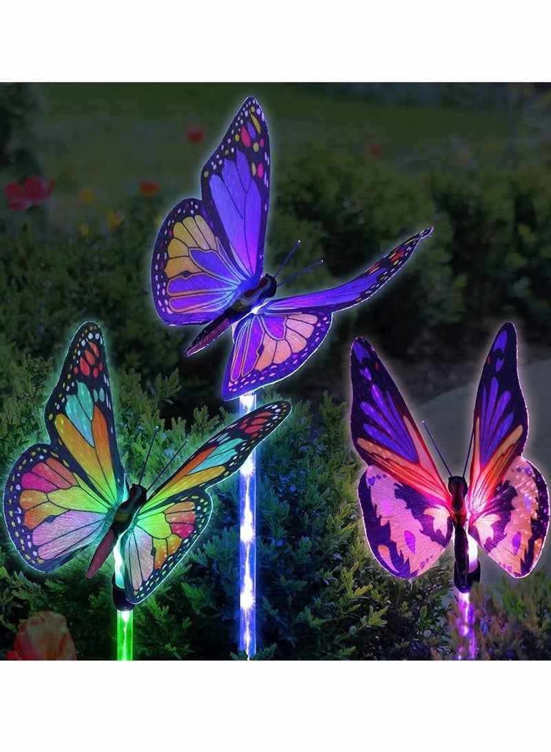 SYOSI Outdoor Solar Garden Lights, 2 Pack Solar Metal Butterfly Decorative Lights, Newest Colorful LED Waterproof Solar Stake Lights for Garden, Patio, Yard, Lawn, Walkway, Butterfly Garden Decoration - Image 3
