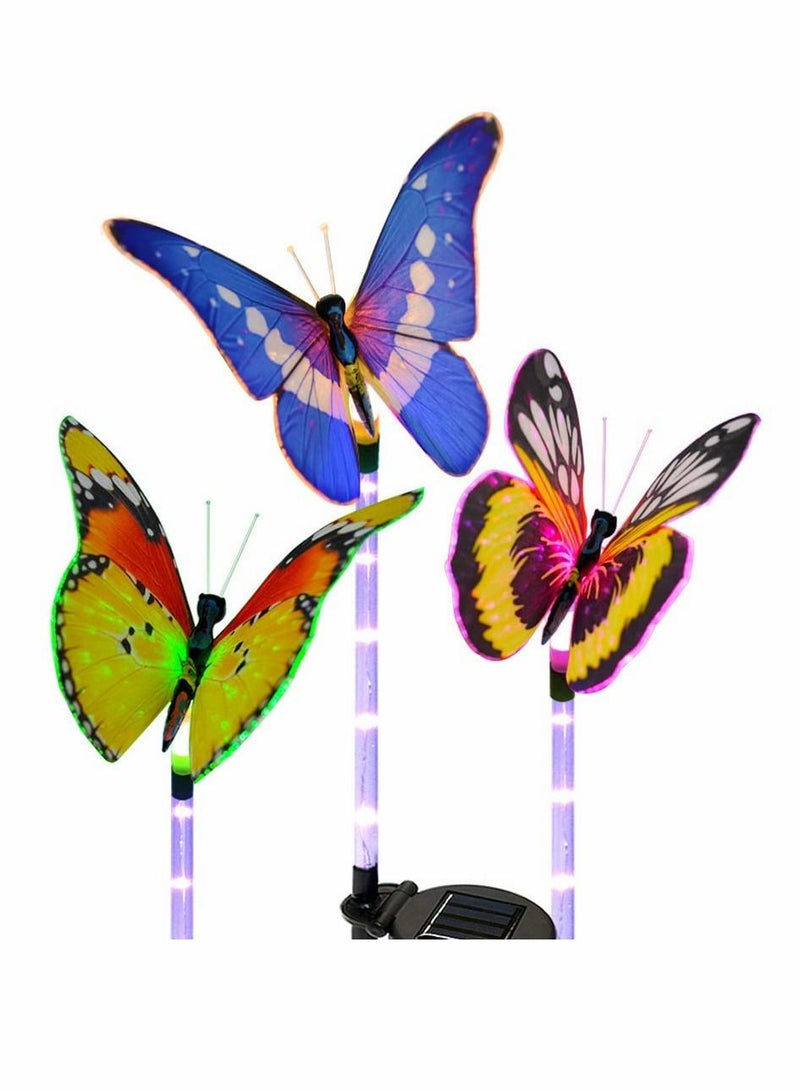 SYOSI Outdoor Solar Garden Lights, 2 Pack Solar Metal Butterfly Decorative Lights, Newest Colorful LED Waterproof Solar Stake Lights for Garden, Patio, Yard, Lawn, Walkway, Butterfly Garden Decoration - Image 1