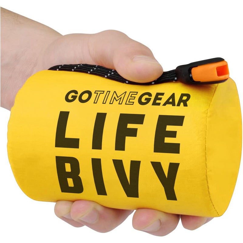Go Time Gear Life Lightweight Emergency Bivvy Sack - Portable Emergency Shelter, Tactical Bivy Sack with Whistle & Paracord, Orange - Image 1