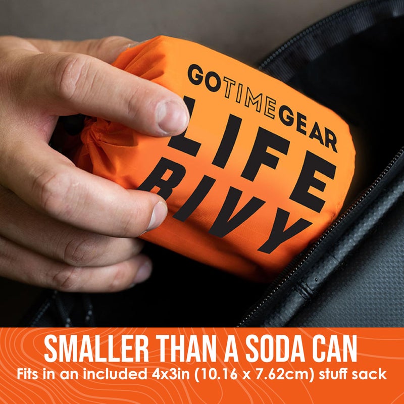 Go Time Gear Life Lightweight Emergency Bivvy Sack - Portable Emergency Shelter, Tactical Bivy Sack with Whistle & Paracord, Orange - Image 5