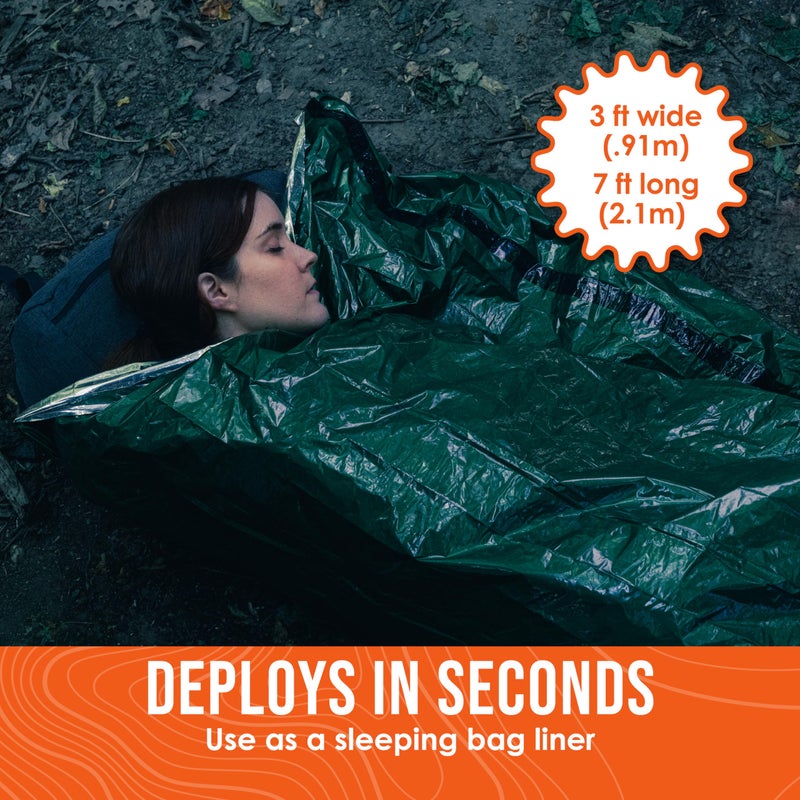 Go Time Gear Life Lightweight Emergency Bivvy Sack - Portable Emergency Shelter, Tactical Bivy Sack with Whistle & Paracord, Orange - Image 3