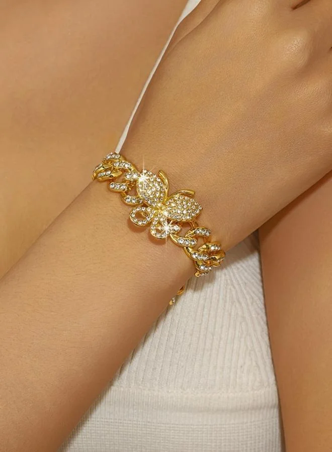 Take Two Gold Butterfly Cuban Chain Bracelet