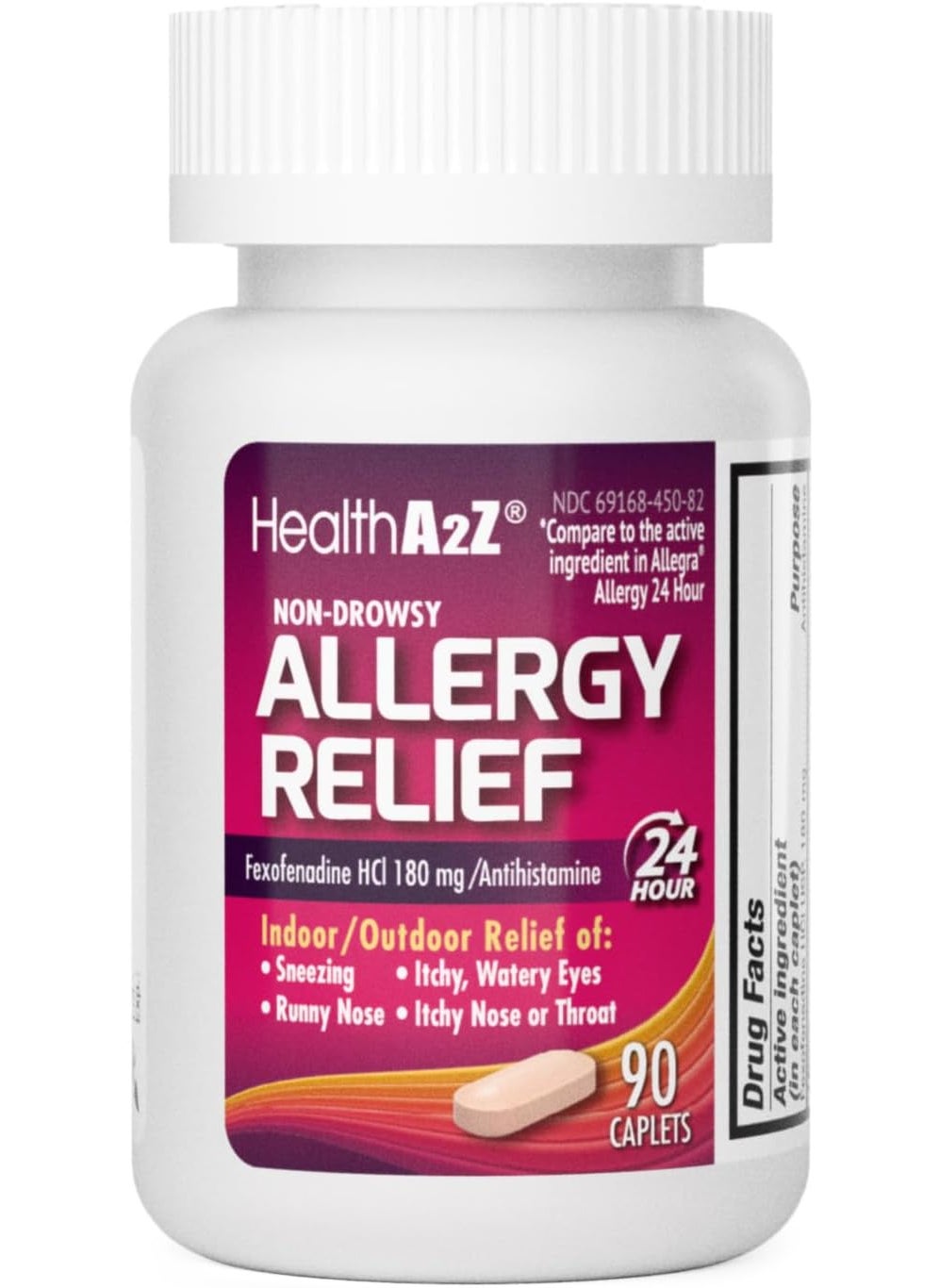 HealthA2Z HealthA2Z Fexofenadine Hydrochloride 180mg, Antihistamine for Allergy Relief, Non-Drowsy, 24-Hour Antihistamine for Allergy Relief (90 Counts) 