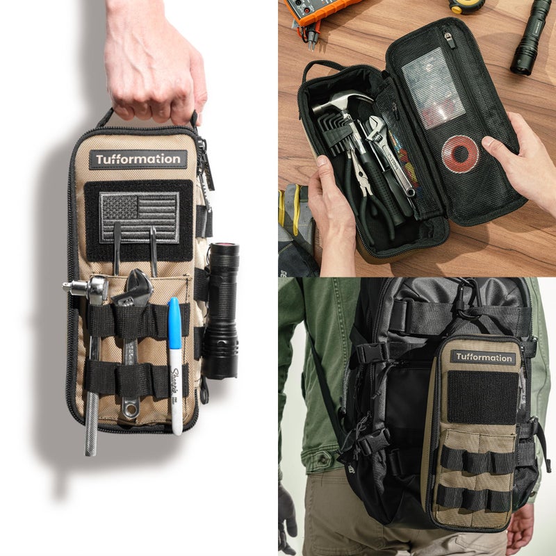 Tufformation Heavy Duty Small Tool Bag Pouch Portable Utility Organizer Case with Zipper Handle. Perfect for EDC, Motorcycle, Road Bike, Electricians & More - Image 3