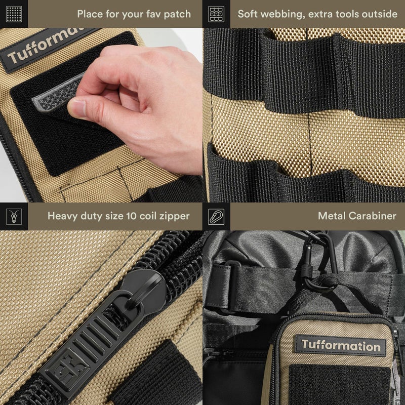 Tufformation Heavy Duty Small Tool Bag Pouch Portable Utility Organizer Case with Zipper Handle. Perfect for EDC, Motorcycle, Road Bike, Electricians & More - Image 5