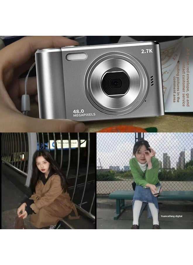 Generic Retro CCD4K Digital Camera Campus Mini HD High Pixel Small Student Party Entry Level Card Player-Body Color:[pink 4800w 2.7inch Screen/recommended]-package 2  - Image 4