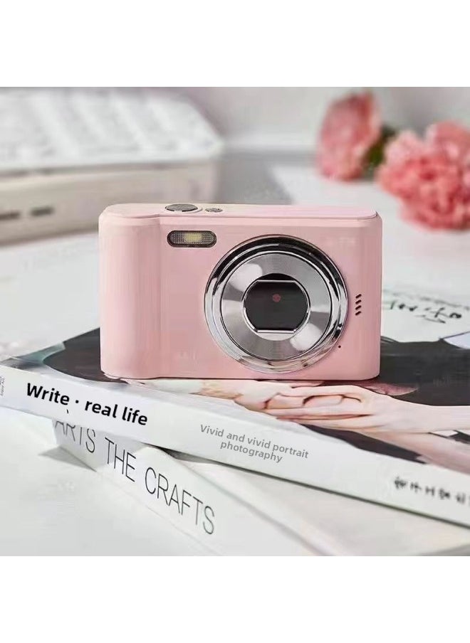 Generic Retro CCD4K Digital Camera Campus Mini HD High Pixel Small Student Party Entry Level Card Player-Body Color:[pink 4800w 2.7inch Screen/recommended]-package 2  - Image 1