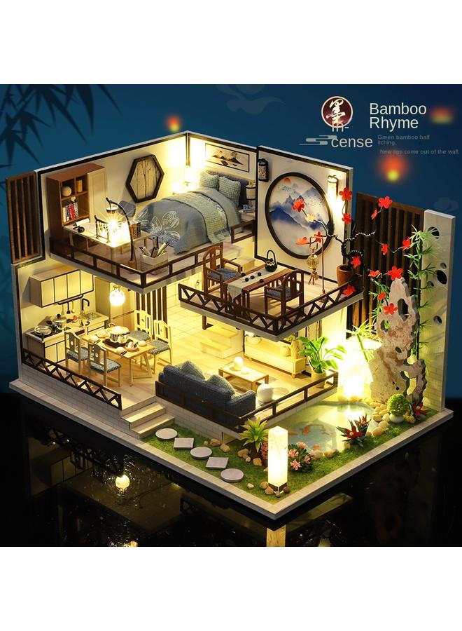 Bluejw Chinese Style National Tide Ancient Style Plain Elegant Building Assembled Model DIY Cabin Interesting Ya Mo Xiang Bamboo Rhyme - Image 1