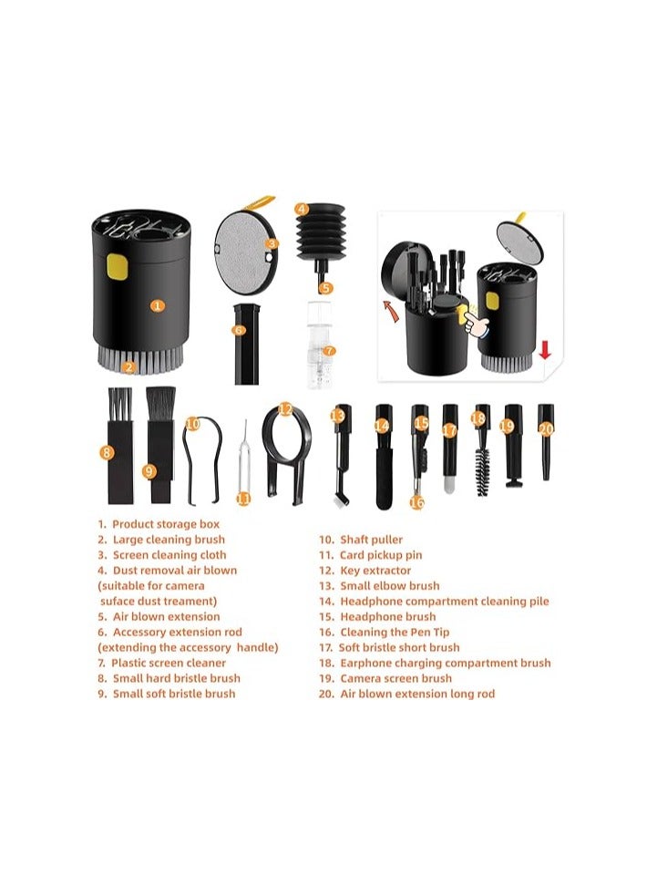 giftology 20 in 1 Electronics Cleaner Kit for Laptop Keyboard Earpods Portable Multi Tool with Retractable Big Brush Blower & Cleaning Pen Brush for Phones Tablet Computer Camera Lens - Image 4