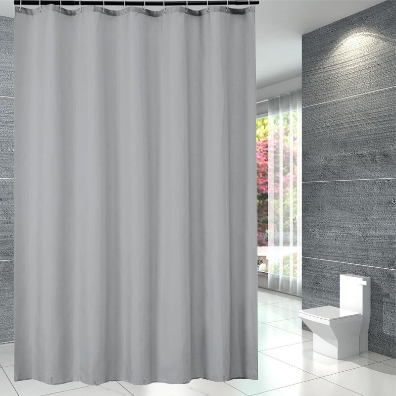 general Gray Polyester Shower Curtain Waterproof Thickened Bathroom Fabric with Hooks - Image 1