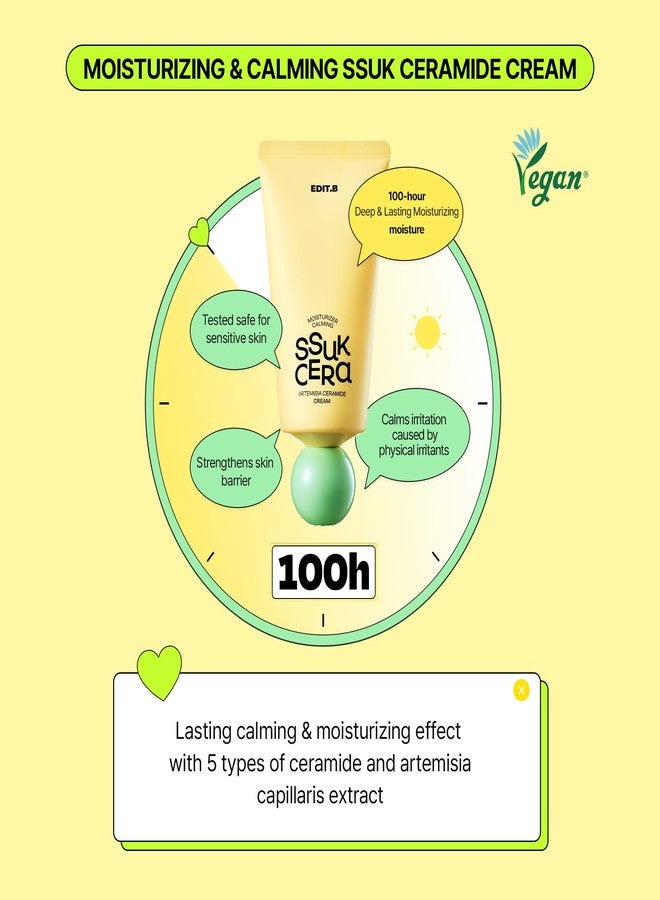 EDIT.B Moisturizing & Calming Ssuk Artemisia Ceramide Cream, Long-Lasting Hydration & Barrier Support Facial Cream for Sensitive Skin, Soothing & Relief, Korean Daily Skin Care 3.38 fl.oz (100ml) - Image 2