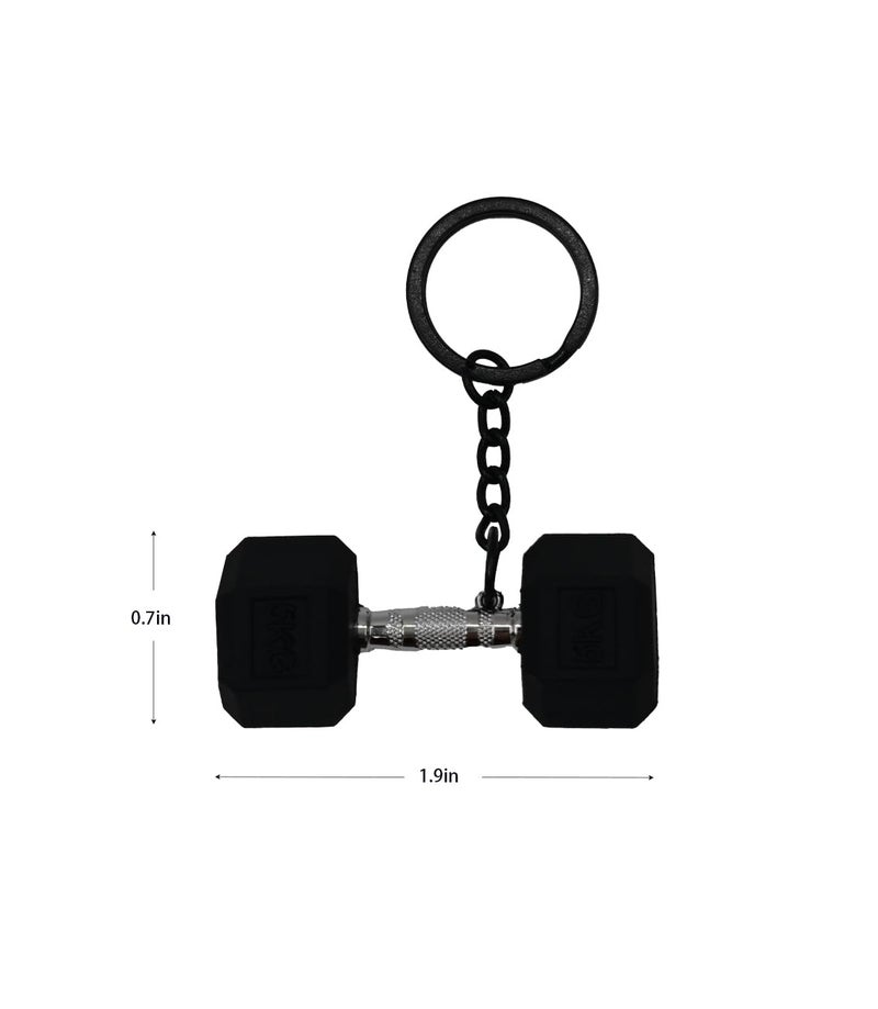 VIGUEUR Mini Dumbbell Keychain - Barbell Keychain for Fitness Enthusiast, Black - Image 2
