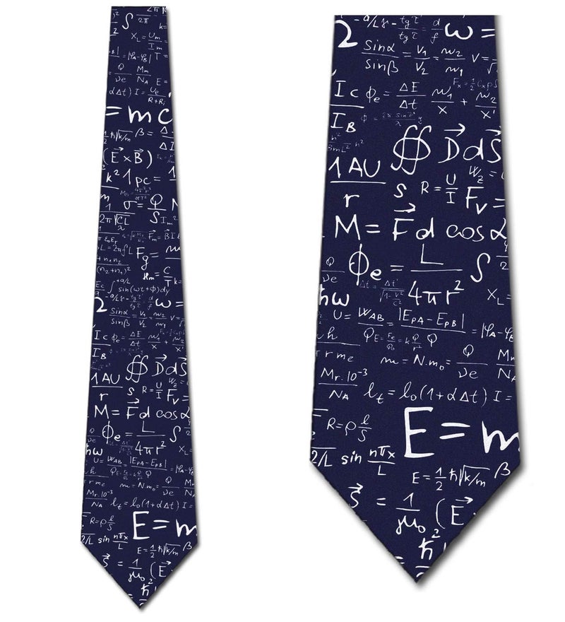 Three Rooker ربطة عنق علمية للرجال E=mc2 فيزياء - ثلاث رُوكَر، لون أزرق داكن - Image 2