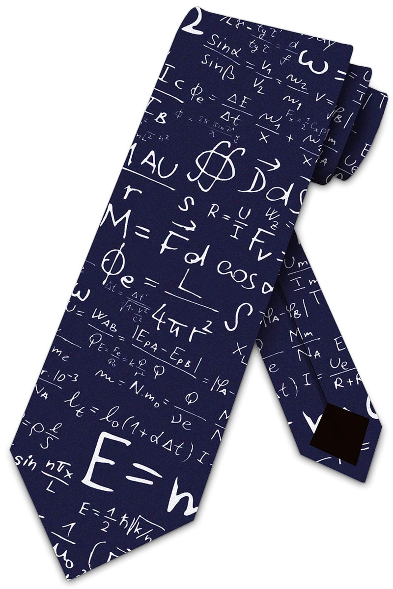 Three Rooker ربطة عنق علمية للرجال E=mc2 فيزياء - ثلاث رُوكَر، لون أزرق داكن - Image 1