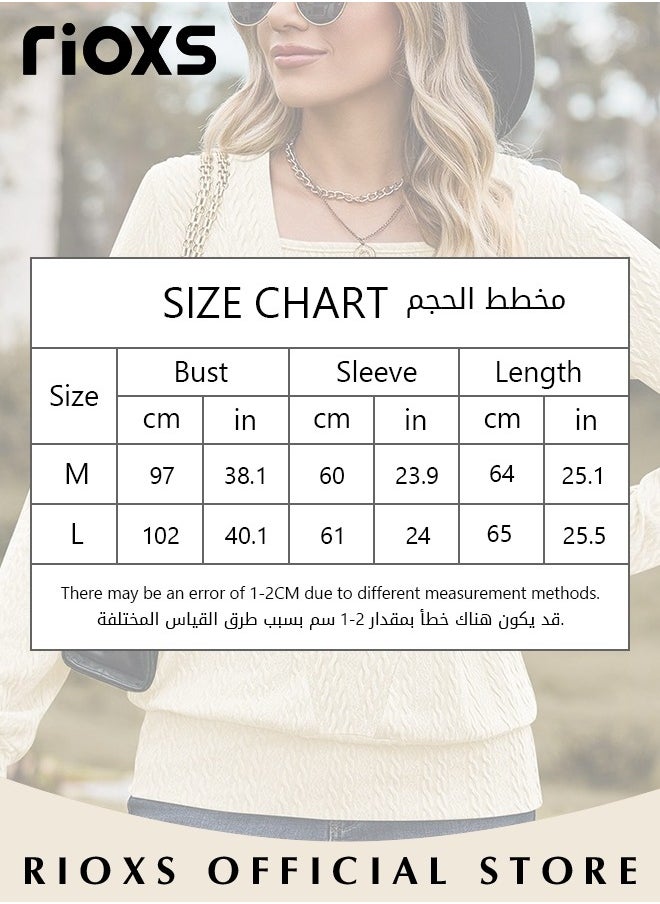 ريوكس - ملابس نسائية، بلوزات طويلة ذات رقبة مربعة صلبة اللون، ملابس غير رسمية غير قابلة للطي، قميص بلوفر مريح ناعم، قمصان عمل رسمية لمكتب القمصان غير الرسمية، جينز مع تنورة، قميص بلوز أنيق - Image 1