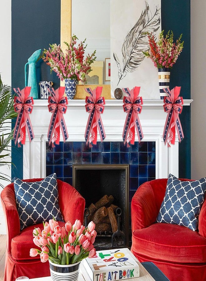 idyllic Large Patriotic Wreath Bows for Front Door, Memorial Day Red Blue White Stars and Stripes Bows for Wreath - Image 4
