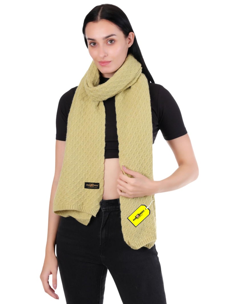 Pick Ur Needs Women’s Soft Wool Winter Muffler – Premium Warm Knitted Scarf for Travel & Casual Outfits | Cozy & Stylish (Cream) - Image 1