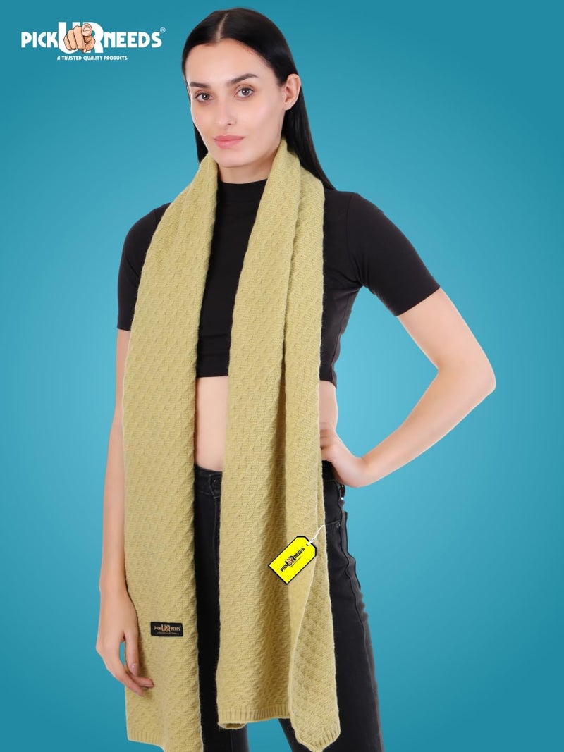 Pick Ur Needs Women’s Soft Wool Winter Muffler – Premium Warm Knitted Scarf for Travel & Casual Outfits | Cozy & Stylish (Cream) - Image 3