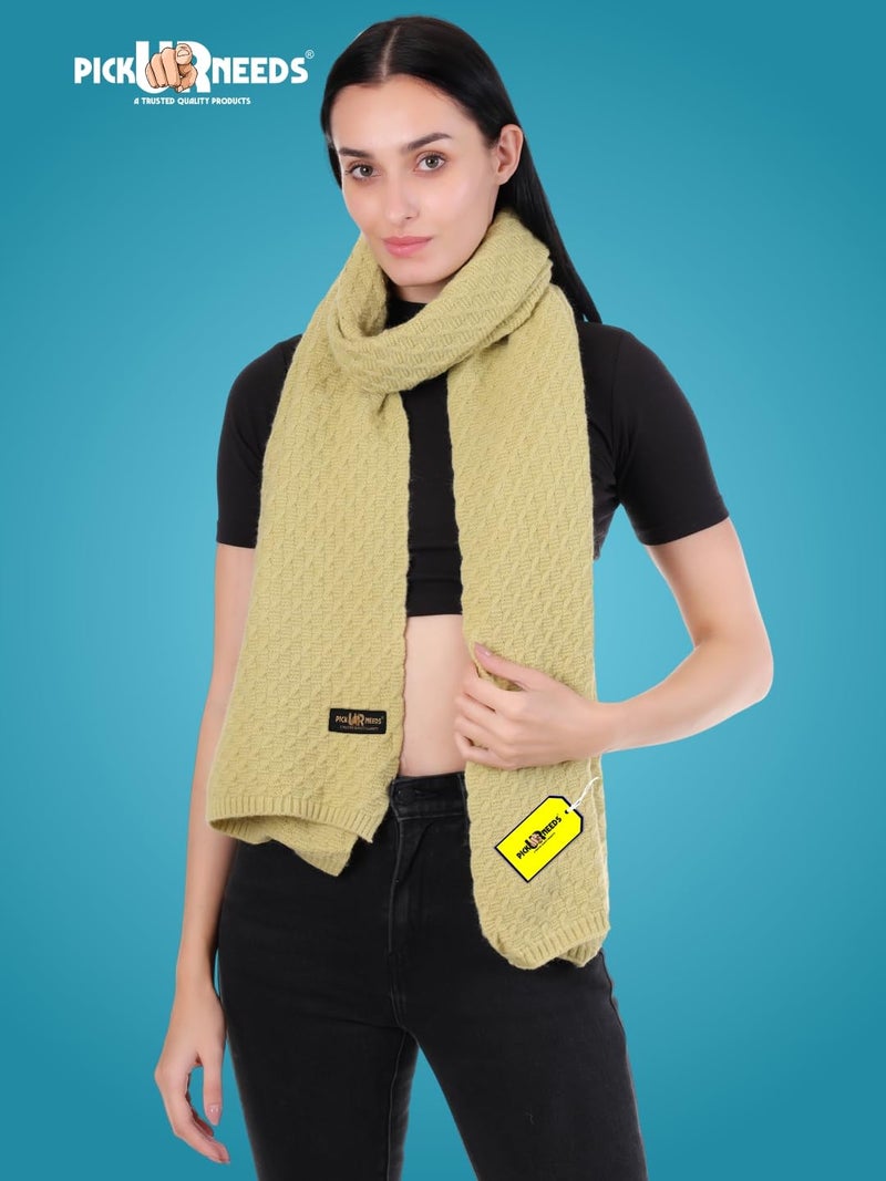 Pick Ur Needs Women’s Soft Wool Winter Muffler – Premium Warm Knitted Scarf for Travel & Casual Outfits | Cozy & Stylish (Cream) - Image 5