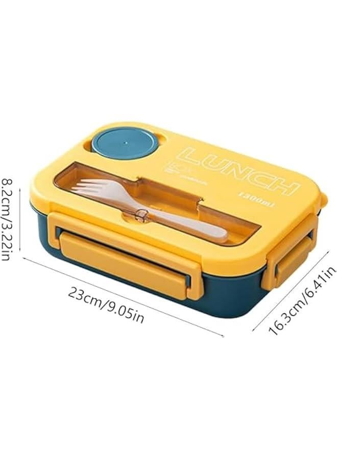 HOOKOR Bento Box with Tableware,Lunch Containers for Men Women for Kid School with 4 Compartments,Extra Large Leakproof Lunch Box,Food-Grade Plastic Bento Box,BPA-Free,Suitable for Microwav (Blue) - Image 2