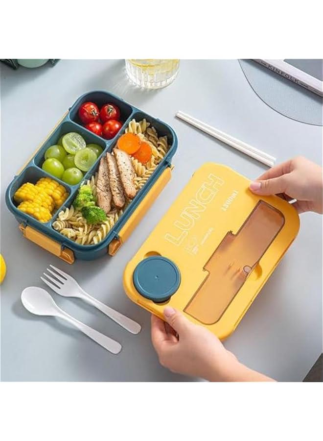 HOOKOR Bento Box with Tableware,Lunch Containers for Men Women for Kid School with 4 Compartments,Extra Large Leakproof Lunch Box,Food-Grade Plastic Bento Box,BPA-Free,Suitable for Microwav (Blue) - Image 3