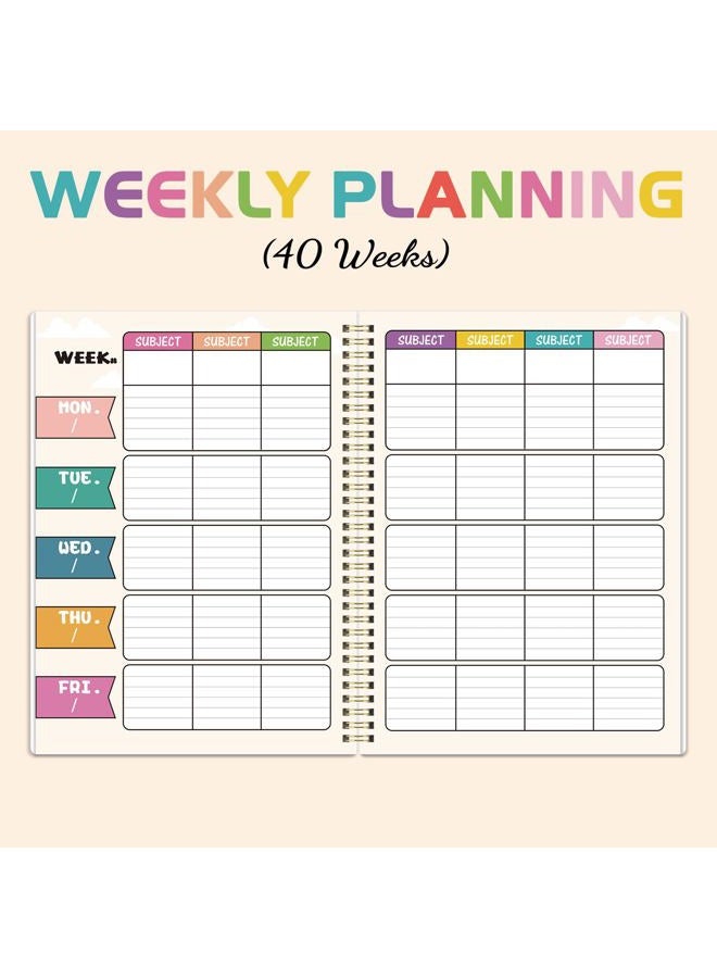 Lortarl Undated Teacher Planner - Teacher Planners 8.5 x 11, Teachers Lesson Plan Book, Teachers Lesson Planner 2026-2027 with Stickers and Inner Pocket - Image 4