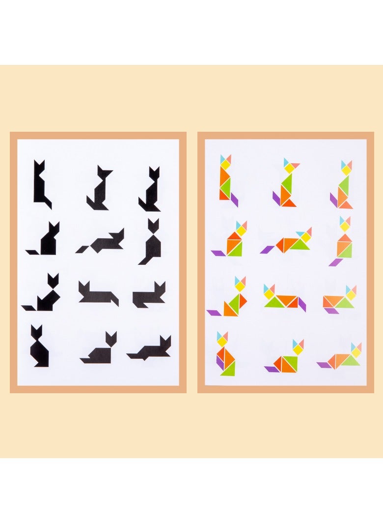 أحجية خشبية تانجرام مغناطيسية، كتاب مكعبات بنمط مغناطيسي، لعبة تعليمية هدية لإثارة العقل للأطفال من سن 3 سنوات فما فوق - Image 3