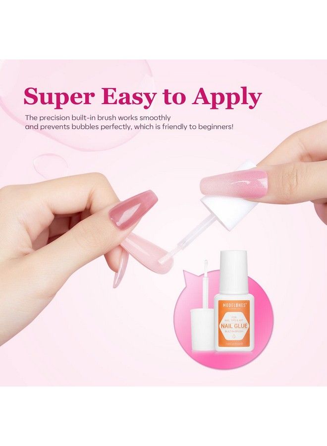 modelones Nail Glue For Acylic Nails Brush On Nail Tips Nail Glue For Press On Nails 2Pcs Super Strong Nail Bond Adhesive Nail Glue For Fake Nails No Cure 7Ml - Image 5