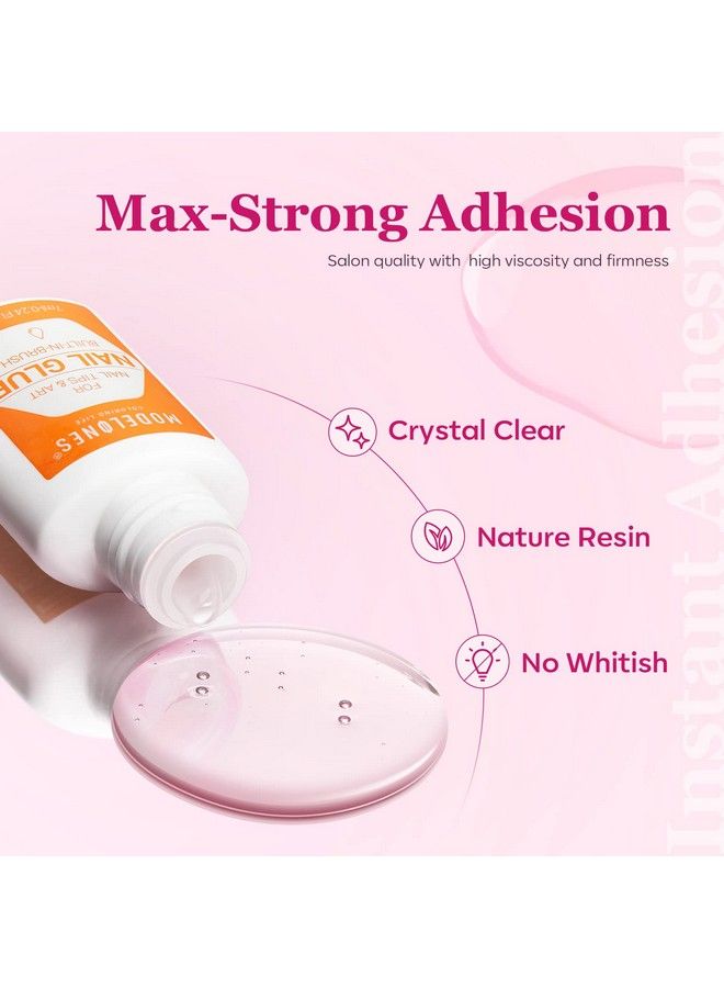 modelones Nail Glue For Acylic Nails Brush On Nail Tips Nail Glue For Press On Nails 2Pcs Super Strong Nail Bond Adhesive Nail Glue For Fake Nails No Cure 7Ml - Image 4