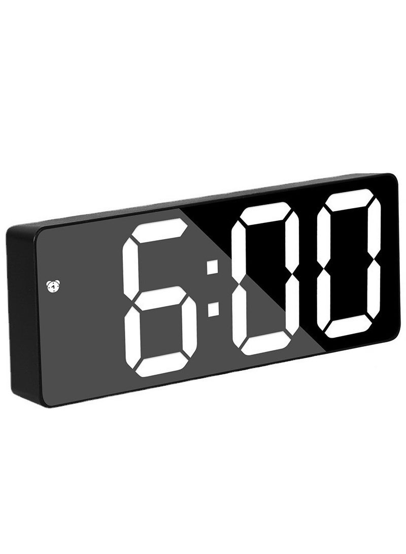 SOLARAE LED Mirror Alarm Clock, Hd Digital Alarm Clock with Two Power Modes, Large Screen Adjustable Brightness Snooze Mode, Portable Smart Clock for Bedroom Living Room Home Student Dormitory - Image 1