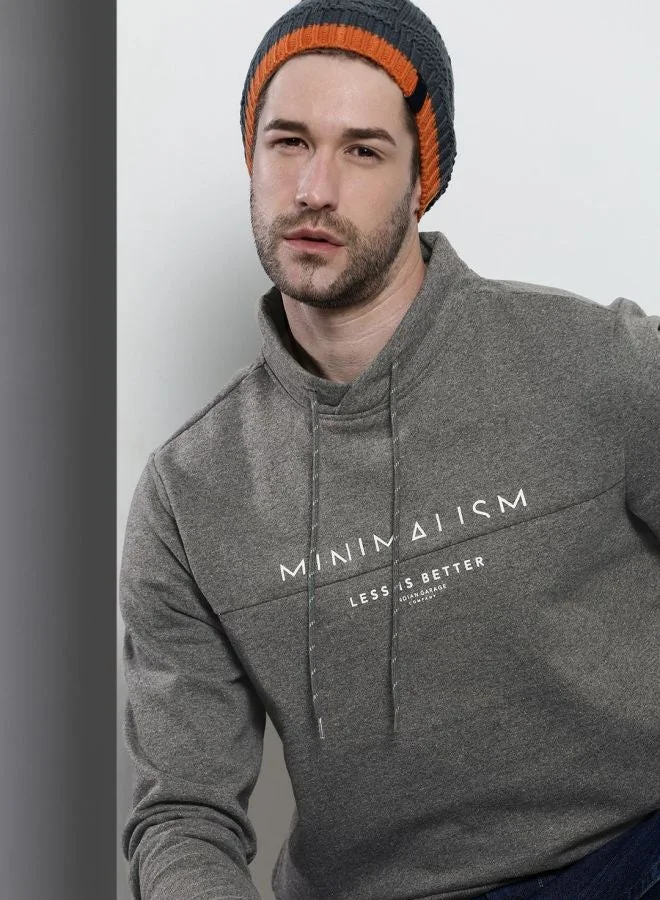 The Indian Garage Co  The Indian Garage Co Men Regular Fit Typographic Cowl Neck Full Sleeves Sweatshirt  | Best Price UAE
