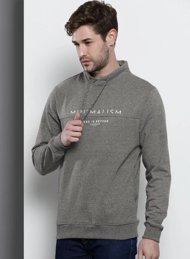 The Indian Garage Co Men Regular Fit Typographic Cowl Neck Full Sleeves Sweatshirt