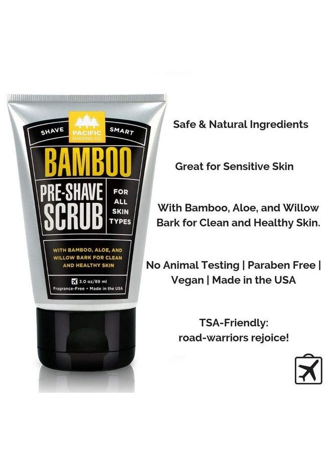 pacific shaving company - Bamboo Preshave Scrub With Bamboo Aloe & Willow Bark Exfoliates Soothes & Moisturizes Skin Helps Control Blemishes Fragrancefree All Skin Types Made In Usa 3.0 Oz - Image 1