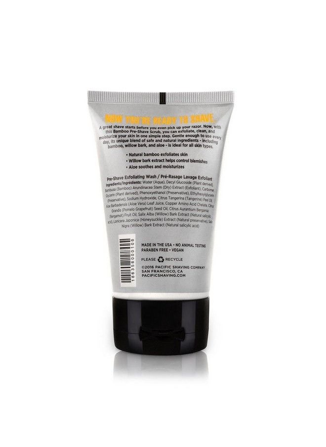 pacific shaving company - Bamboo Preshave Scrub With Bamboo Aloe & Willow Bark Exfoliates Soothes & Moisturizes Skin Helps Control Blemishes Fragrancefree All Skin Types Made In Usa 3.0 Oz - Image 1