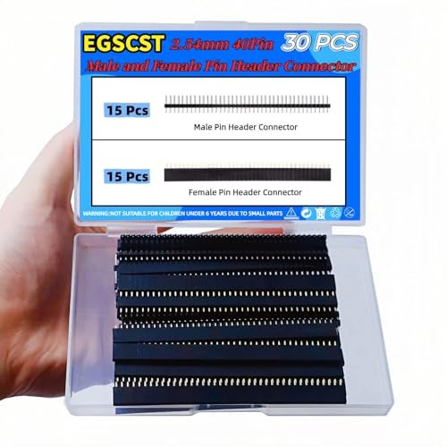 EGSCST 30PCS 2.54mm Male and Female Pin Headers Connector 40Pin Single Row Breakaway Stackable Header Pins Connectors for Arduino Prototype Shield and Electronic PCB Board - Image 4