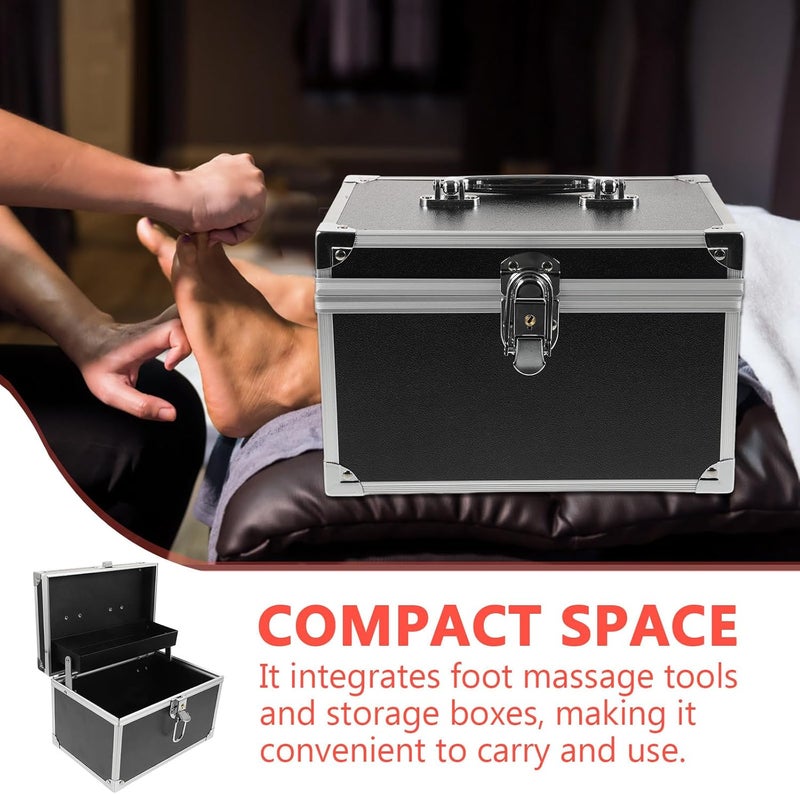 Portable Aluminum Alloy Toolbox with Waterproof Lining, Small 24x16x16cm Multi-purpose Tool Organizer Case for Foot Therapy and Beauty Salon Storage - Image 3