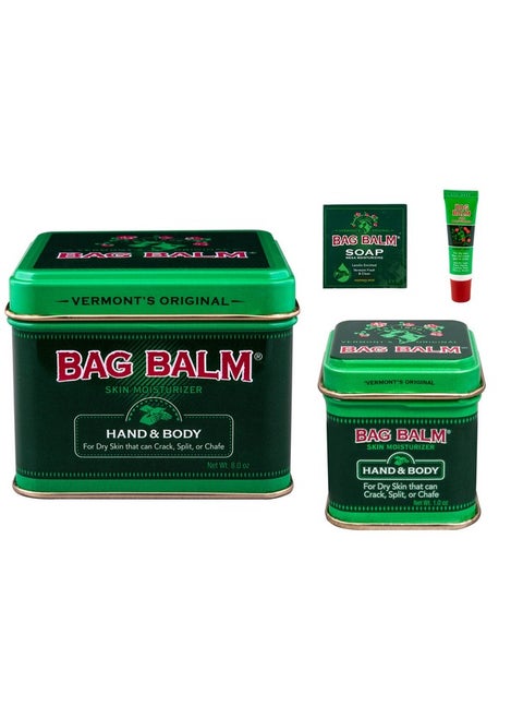 Value Bundle (8 Ounces, 1 Ounces Tins, On-The-Go Tube And Mega Moisturizing Soap)