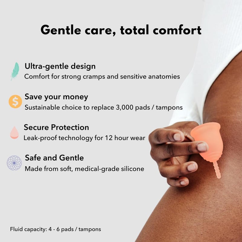 Lena Sensitive Menstrual Cup  Soft Reusable Period Cup  Tampons Period Underwear And Menstrual Pads Alternative  Feminine Care  Fsa Eligible  Silicone Menstrual Cups  Made In Usa  Small  Clear - Image 3