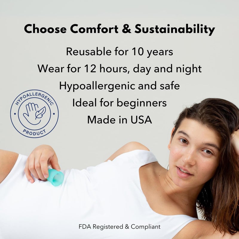 Lena Sensitive Menstrual Cup  Soft Reusable Period Cup  Tampons Period Underwear And Menstrual Pads Alternative  Feminine Care  Fsa Eligible  Silicone Menstrual Cups  Made In Usa  Small  Clear - Image 5