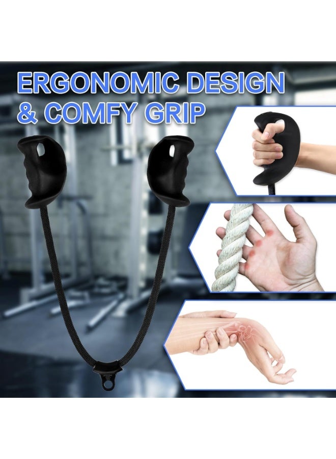 حبل تراي زوجي ملحقات تدريب القوة المريحة لتدريب القوة في الأماكن المغلقة للصدر، والعضلة ذات الرأسين، والعضلة ثلاثية الرؤوس، والدالية، والعضلات المفتولة، والبطن، ومحطة الطاقة، وحامل سميث، ومضاد للكالو - Image 3