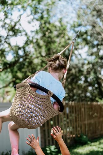 JKsmart Toddler Swing Swing Seat for Kids Heavy Duty Rope Play Secure Children Swings Set Perfect for IndoorOutdoorPlaygroundHomeTreewith Snap Hooks Straps440 lbs Capacity Light Brown - Image 5