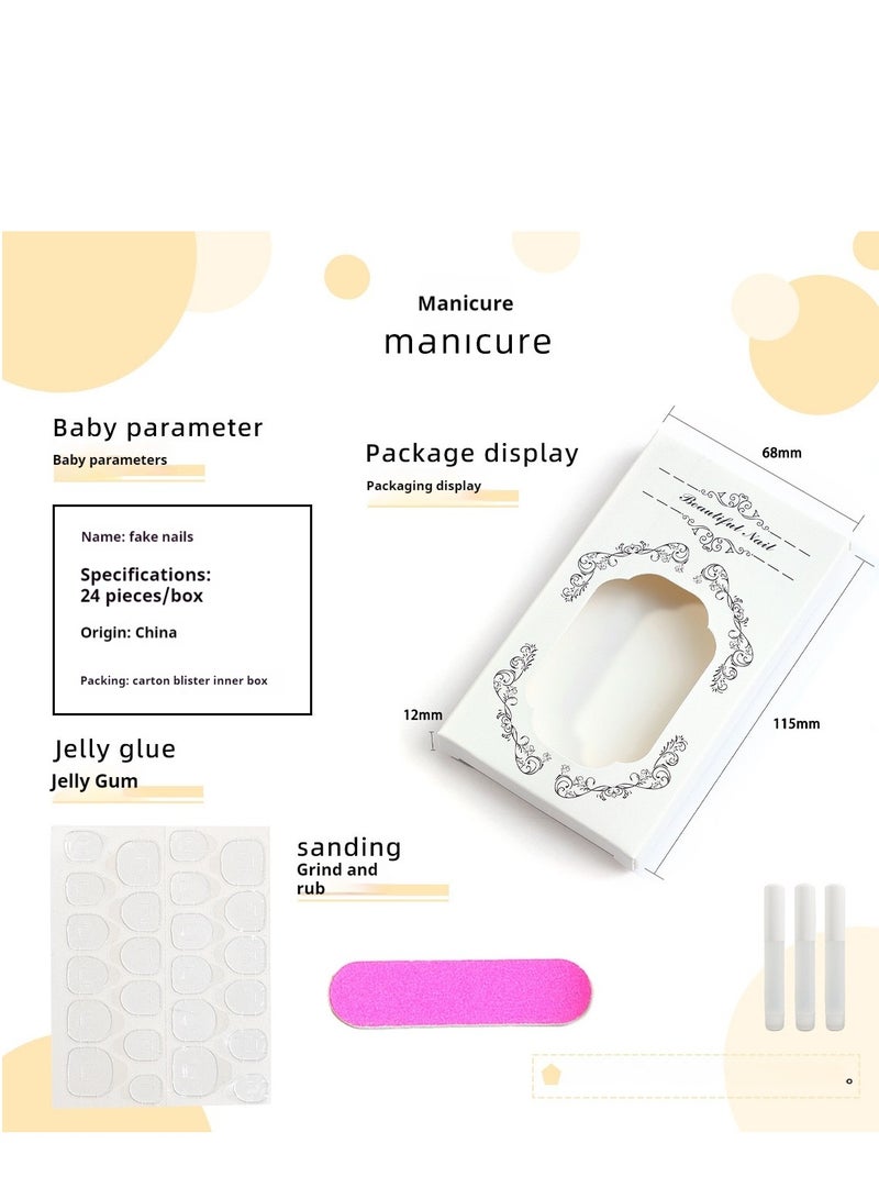 Captaintech French Tip Press On Nails - Package Soft Gel French Fake Nails Short, Salon-quality Press On Nails, Seamless Glue-on Nails for Woman Nail Art Manicure - Image 5