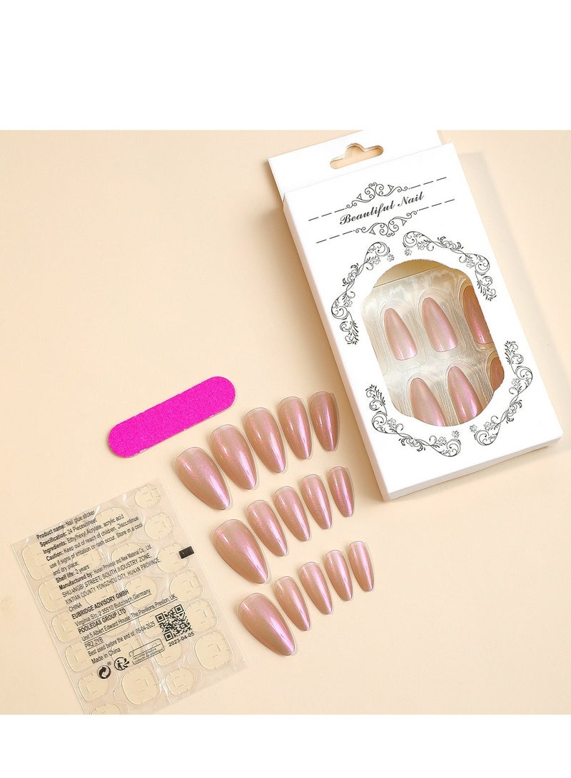 Captaintech French Tip Press On Nails - Package Soft Gel French Fake Nails Short, Salon-quality Press On Nails, Seamless Glue-on Nails for Woman Nail Art Manicure - Image 2