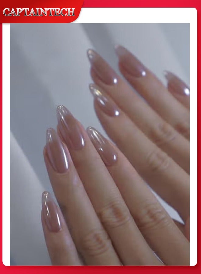 Captaintech French Tip Press On Nails - Package Soft Gel French Fake Nails Short, Salon-quality Press On Nails, Seamless Glue-on Nails for Woman Nail Art Manicure - Image 1