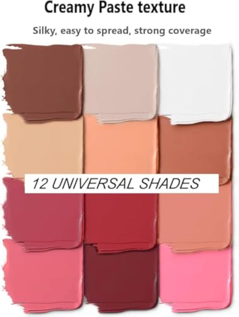 Contour Blush Palette, 12 Colors Concealer Rouge Contour Palette, 6 Rouge + 6 Contour Concealer Makeup Creamy Blush Matte Buildable - Image 3