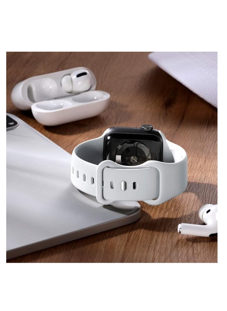 Generic - Generic Silicone Watch Bracelet From Liger Compatible With Apple Watch 38 MM 40 MM Version 1/2 / 3/4 White Color - Image 1