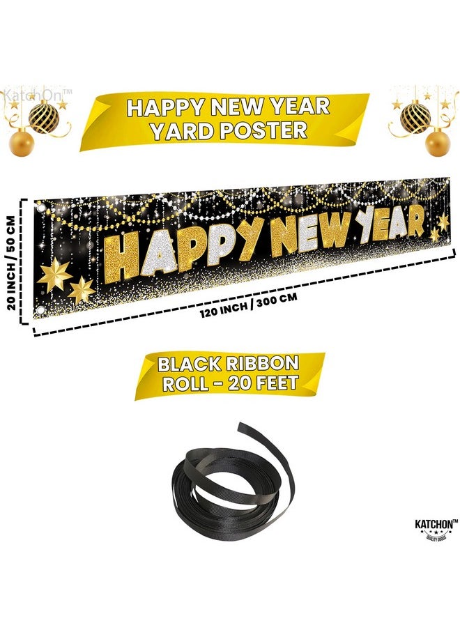 KATCHON Happy New Year Banner 2024 Xtralarge 120X20 Inch Nye Decorations 2024 Happy New Years Yard Banner Happy New Year Decorations 2024 New Years Eve Party Supplies 2024 Nye Party Favors  - Image 2