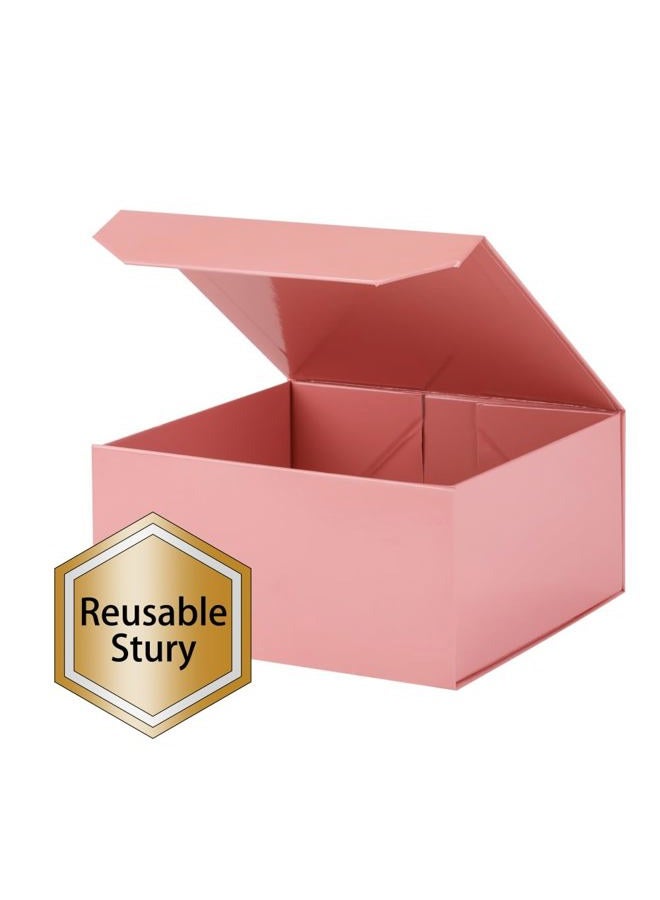 PACKGILO 1 Pcs 6x6x3 Inch Pink Magnetic Gift Box Small Magnetic Box with Crinkle Paper Pink Small Gift Box with Shredded Paper Luxury Gift Boxes with Lids for Presents - Image 4
