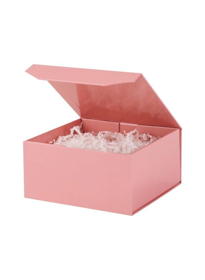 PACKGILO 1 Pcs 6x6x3 Inch Pink Magnetic Gift Box Small Magnetic Box with Crinkle Paper Pink Small Gift Box with Shredded Paper Luxury Gift Boxes with Lids for Presents - Image 1